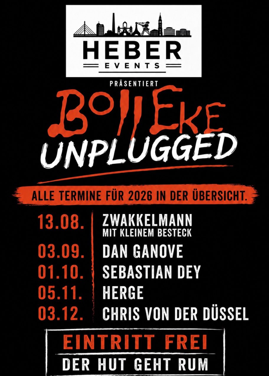 alle Termin für 2026 in der Übersicht BOLLEKE UNPLUGGED
